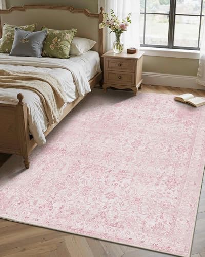 Rugxara Pink 4x6 Area Rug Washable Rug - Image 3