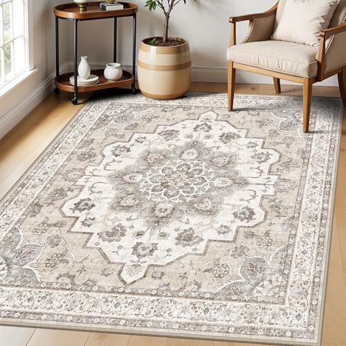 Washable 5 x 5 Square Area Rug: Water Resistant Durable Rugs Low Pile Soft - Image 2