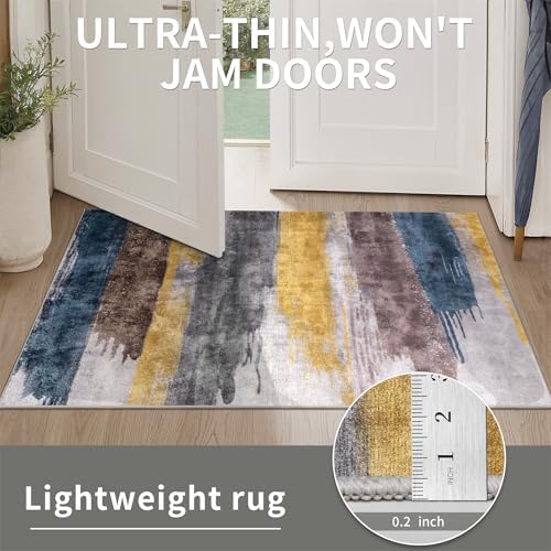 Ciicool 3x5 Rugs for Entryway, Modern Abstract Washable Soft Carpet Yellow - Image 5