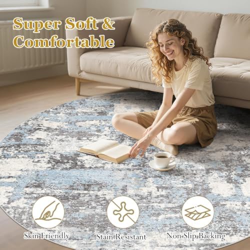 8ft Round Rug, Circle Area Rugs - Image 2