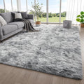 Area Rugs for Bedroom Living Room, Fluffy 4x6 Tie-Dye Light Grey Shag Rug by ONASAR