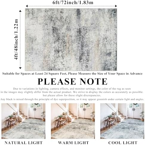 4x6 Washable Abstract Rug: Non Slip Area Rugs - Image 2