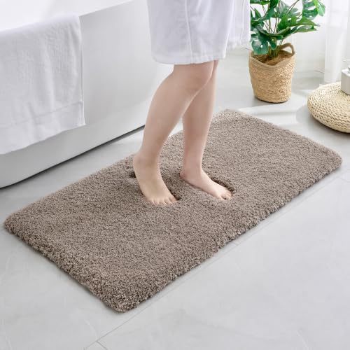 Disolla Taupe Grey Bathroom Rugs 24x48, Non-Slip Plush Thick Bath Mat by Disolla