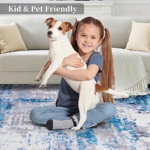 Ciicool 3x5 Rugs for Entryway, Modern Abstract Washable Soft Carpet Blue - Image 6