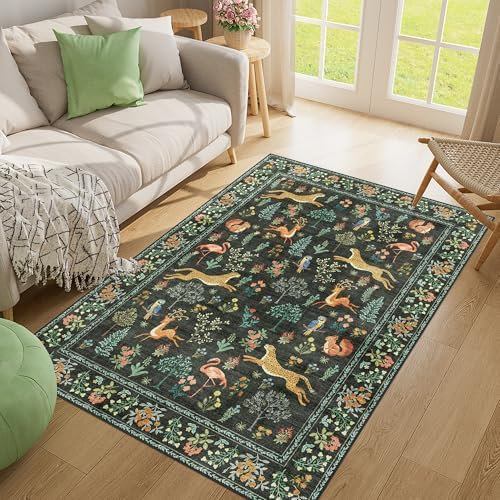 DUKINO 4x6 Area Rug, Non Slip Animal Washable Rug - Image 6