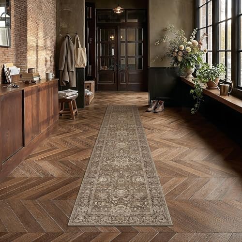 HUGEAR Hallway Runner Rugs 3x10 Brown Vintage Rug - Image 2