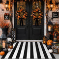 Striped Outdoor Rug 3'x5', Halloween Door Mat, Cotton Woven Washable by Sungea