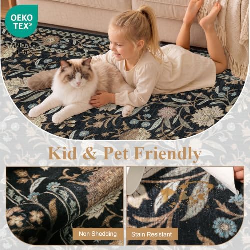 DUKINO 2x8 Runner Rug, Washable Vintage Floral Kitchen Rugs - Image 4
