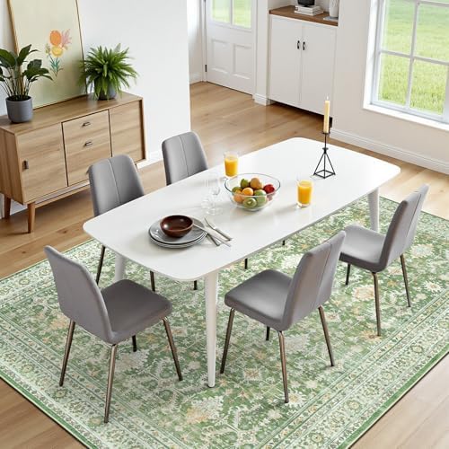 5x7 Area Rugs for Living Room, Washable Non-Slip Carpet, Light Green - Image 2