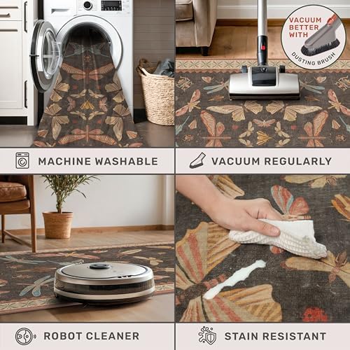Brown 2x5 Runner Rug, Washable Non Slip Carpet - Image 6