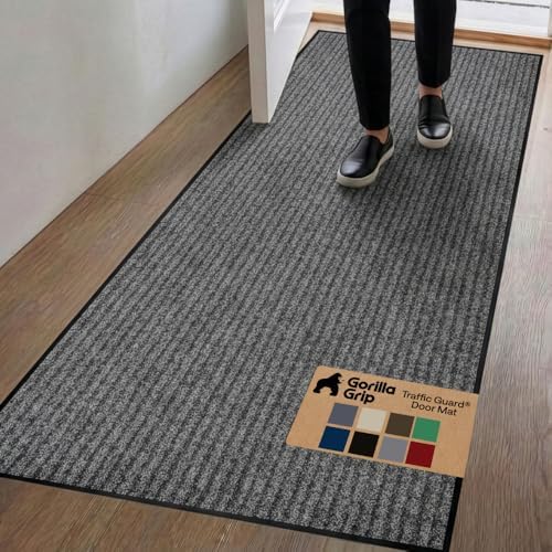 GORILLA GRIP Traffic Guard Indoor Outdoor Heavy Duty Door Mat 70x24 Lt Gray by GorillaGrip