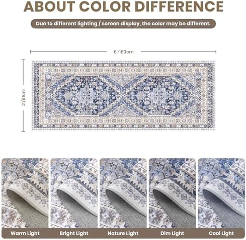 zesthome 2x6 Runner Rug Non Slip, Washable Hallway Runner Rug - Image 2