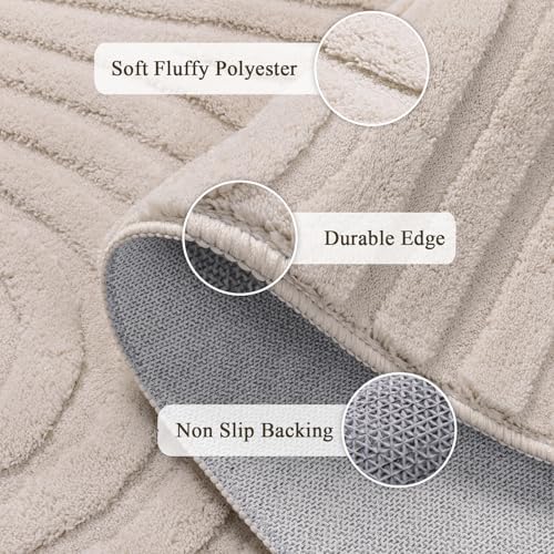 SHACOS Soft Cozy Fluffy Arch Pattern High Low Pile Round Rug 6ft Non Slip - Image 3