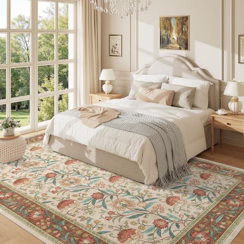 DUKINO 6x9 Area Rug, Vintage Floral Washable Rugs - Image 5