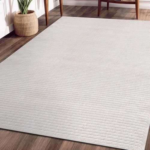 Beverly Rug Easy Jute Off White Rug 6x9 Solid Washable Durable Outdoor Indoor - Image 5