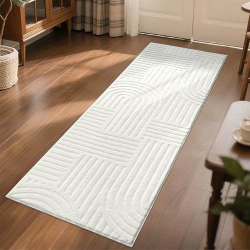 SHACOS Soft Cozy Fluffy Arch Pattern High Low Pile Runner Rugs 2'x6' Non Slip by SHACOS