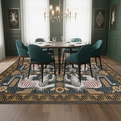 GarveeHome Large Tiger 9x12 Area Rugs Boho Washable Vintage Living Room Rug - Image 3