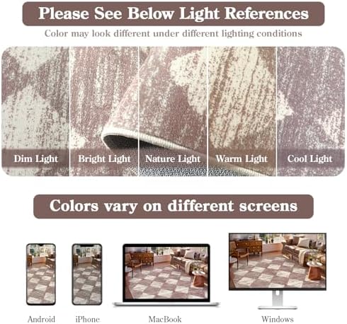 Lahome Checkered 6x9 Area Rug Beige Machine Washable Non Slip Living Room - Image 6