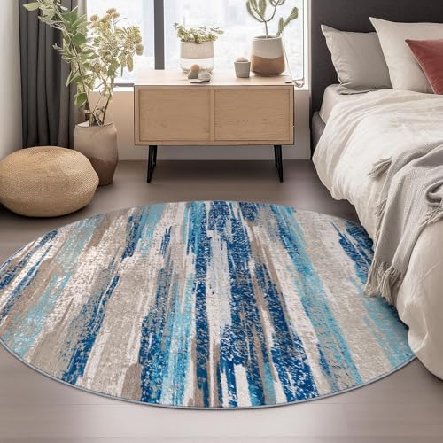 Lansny Abstract Washable Large Round Rug 6ft Circle Rug - Image 3