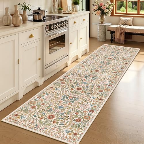 3x10 Floral Runner Rug for Kitchen Washable Hallway Runner Rug - Image 3