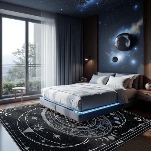 Nayoroom Black Celestial Witchcraft Area Rug, Machine Washable, 8 x 10 ft - Image 3