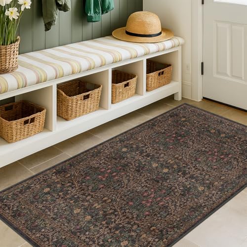 Boho Dark Brown 3x5 Large Entryway Rug by HazoHaus