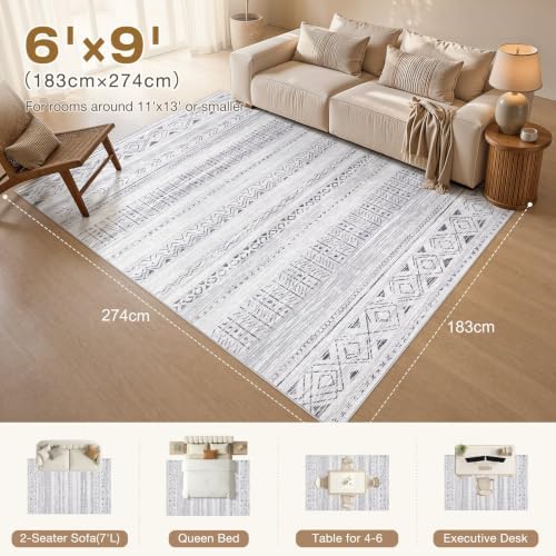 cotiled 6x9 Area Rugs for Living Room: Boho Washable Rug for Dining Room - Image 2