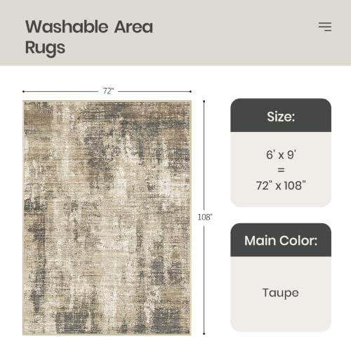 Valenrug 6x9 Area Rugs, Abstract Large Washable Rugs - Image 2