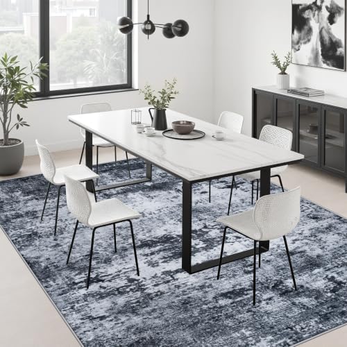6x9 Area Rug Living Room: Modern Washable Indoor Carpet Black - Image 4
