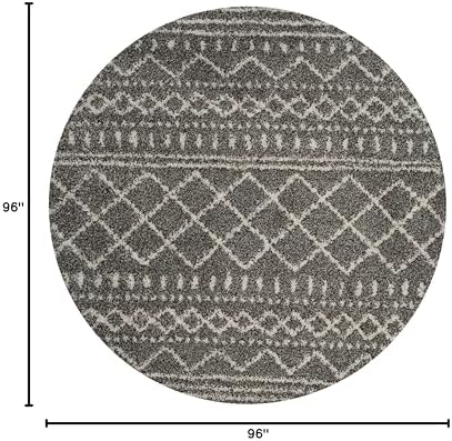 SAFAVIEH Arizona Shag Round Rug 8', Soft Plush Boho Brown & Ivory ASG741B - Image 2