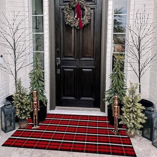 Christmas Plaid Outdoor Rug, Layering Rug by BOTTA
