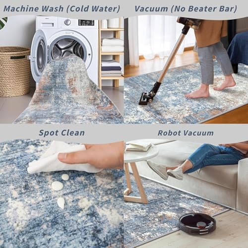 3x7 Kitchen Runner Rug – Washable Non-Slip Modern Abstract Neutral Carpet - Image 5