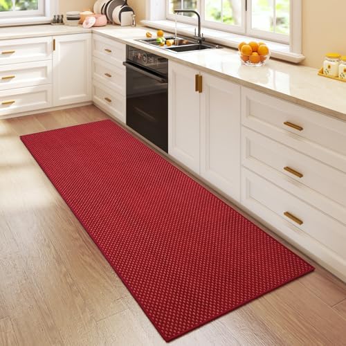 YDKGL Hallway Runner Rug Woven Washable Long Kitchen Runner Red 2x5 ft - Image 3