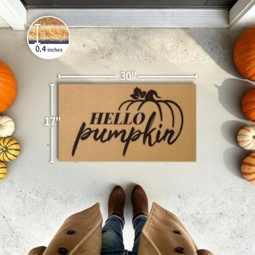 Fall Door Mat, Non Slip Front Porch Hello Pumpkin Welcome Mat 17x30 - Image 2