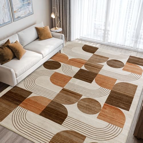 Soft Modern Geometric Abstract Large Machine Washable 10x14 Area Rug - Image 3
