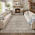 FMFUNCTEX 10x14 Washable Taupe Vintage Distressed Area Rug by Fmfunctex