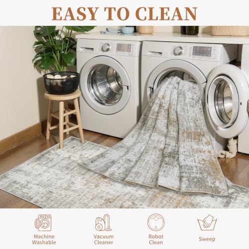 Tangsoo Abstract 2.6x10 Washable Runner Rug - Image 5