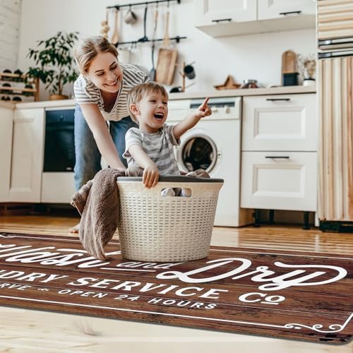 KOZYFLY Laundry Room Rug Runner 24"x72" Non Slip Kitchen Rugs Washable Laundry - Image 3