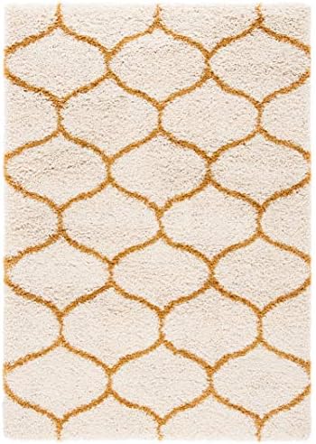 SAFAVIEH Hudson Shag Rug 5'3"x7'6", Soft Plush Modern Ivory & Gold SGH280F - Image 3