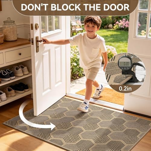 Outdoor Door Mat for Outside/Indoor Dirt Resistant Brown 31''x47'' - Image 3