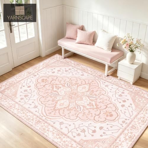 YARNSCAPE 4' x 6' Machine Washable Area Rug, Non-Slip Low-Pile Carpet - Image 2