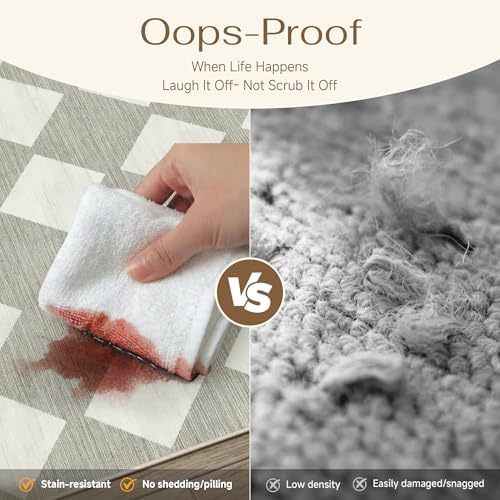 PureCozy Grey 10x12 Washable Area Rug Living Room Non Slip Checkered Carpet - Image 4