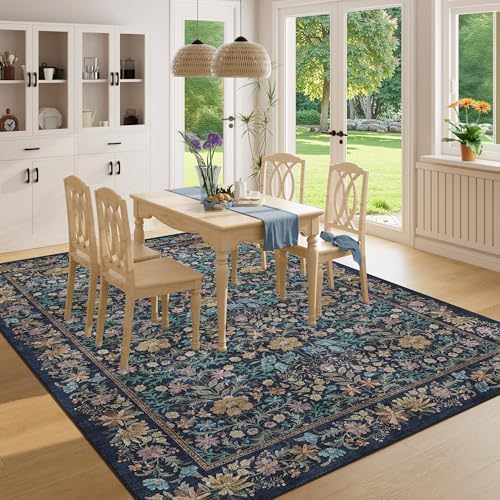 DUKINO 5x7 Area Rugs, Vintage Floral Washable Rug - Image 6