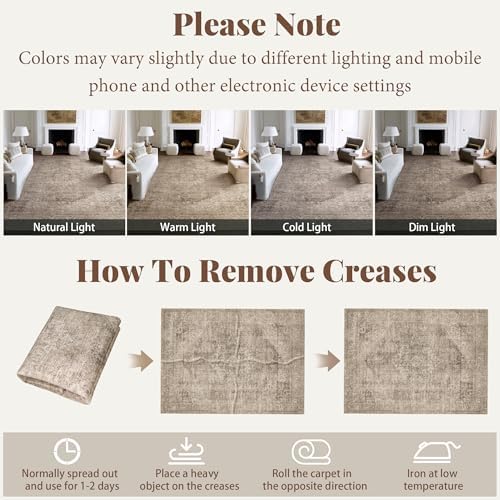 Machine Washable Rugs for Living Room: 4x4 Area Rugs for Bedroom - Image 6