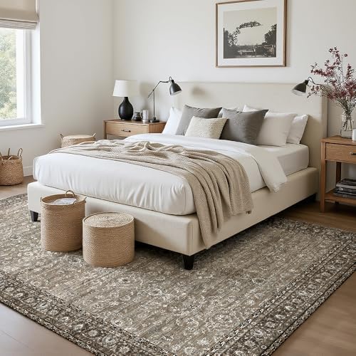 6x9 Grey Brown Washable Area Rug - Image 2