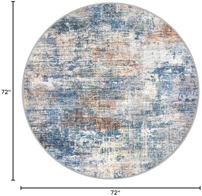 IOHOUZE Abstract Round Area Rug 6 Ft Washable Circle Rugs Large Round Rug Non - Image 2