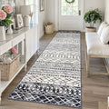 KUTA Moroccan Boho Geometric Washable Runner Rug 2.6x10 Black Navy Blue by KUTA