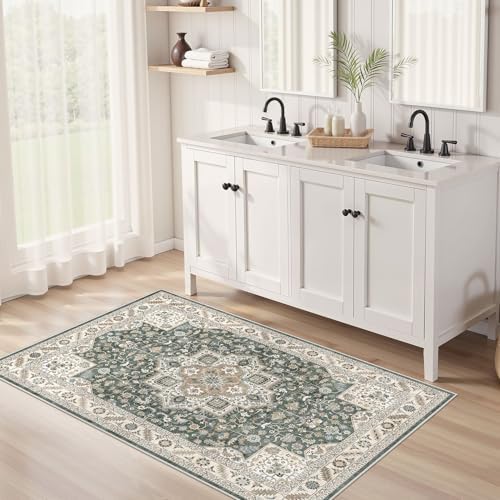 cotiled 3x5 Area Rug for Living Room, Traditional, Vintage Green - Image 3