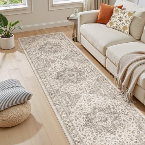 cotiled 2x8 Hallway Runner Rug for Entryway, Non-Slip Vintage, Light Brown by COTILED