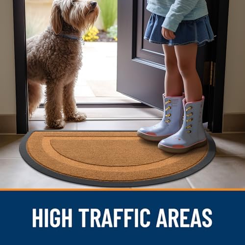 OLANLY Half Circle Front Door Mat Outside 29.5x17 All-Season Rubber Doormat - Image 7